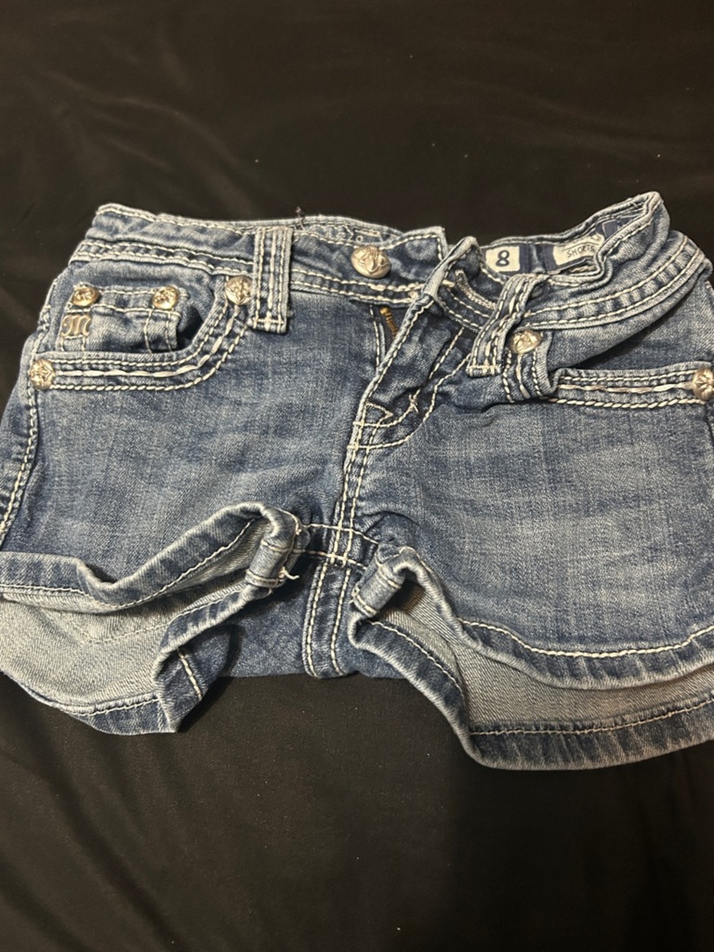 Miss Me Light Blue Embroidered Waist Denim Shorts